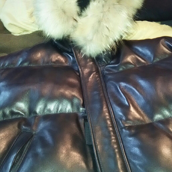 Andrew Marc leather jacket goose down very warm