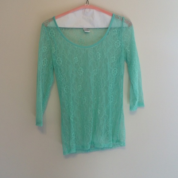 Mint Nylon-lace Shirt - Picture 2 of 2