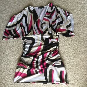 Patterned V Neck Blouse by Rampage