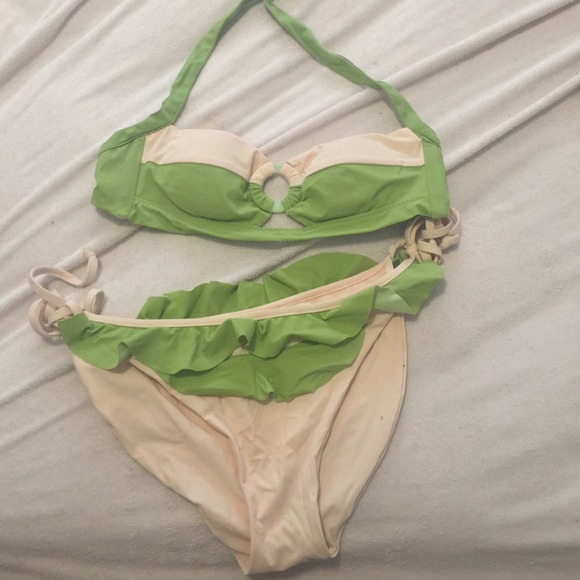 Pin up style swim suit blush and green