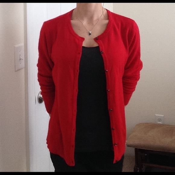 Red cardigan