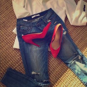 Zara red suede pumps in size 8