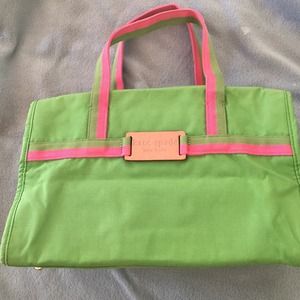Green and pink striped Kate Spade Purse