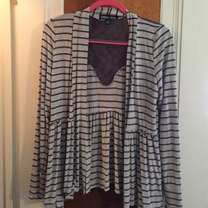 Grey striped cardigan with lace back