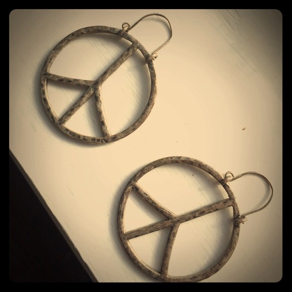 Lucky Brand Accessories - Distressed Lucky brand piece sign earrings