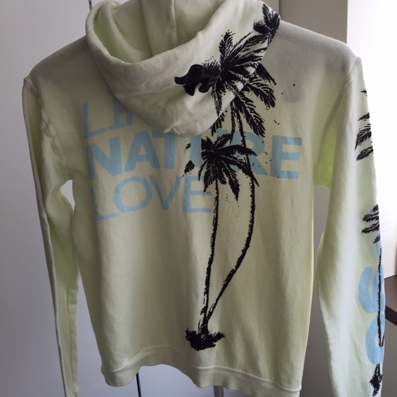 Mint hoodie with tropical print