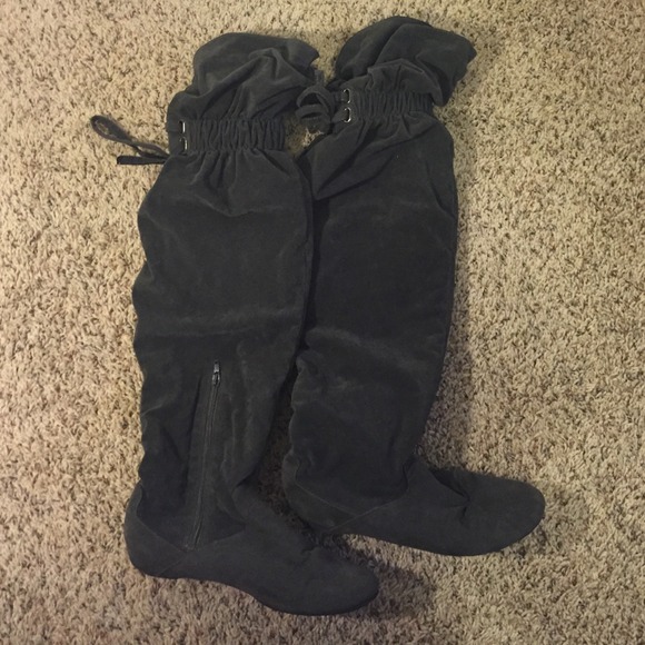 Gray over the knee boots