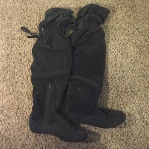 Gray over the knee boots