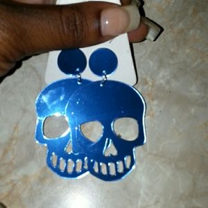 Blue skull earings