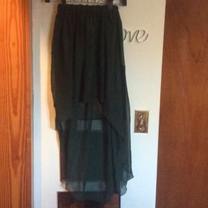 Dark green high low skirt