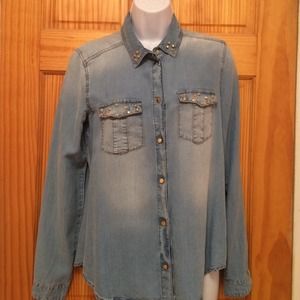 MNG Collection jeans silk blouse size M