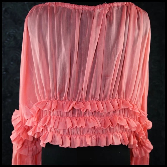 D1 Coral Sheer Ruffle Off Shoulder Top LAST ONE‼️ - Picture 2 of 4