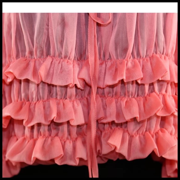 D1 Coral Sheer Ruffle Off Shoulder Top LAST ONE‼️ - Picture 4 of 4