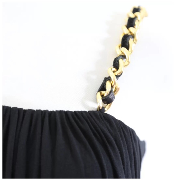 Sky Black Chain One Shoulder Stretch Top - Picture 3 of 4