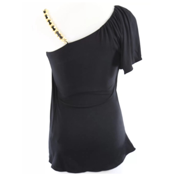 Sky Black Chain One Shoulder Stretch Top - Picture 4 of 4