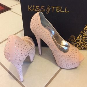 Brand new pink stoned open toe elegant high heel