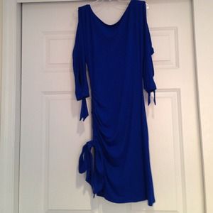 Cache blue dress with sleeve slits xs