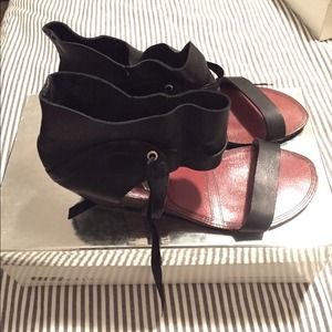 Black leather sandals