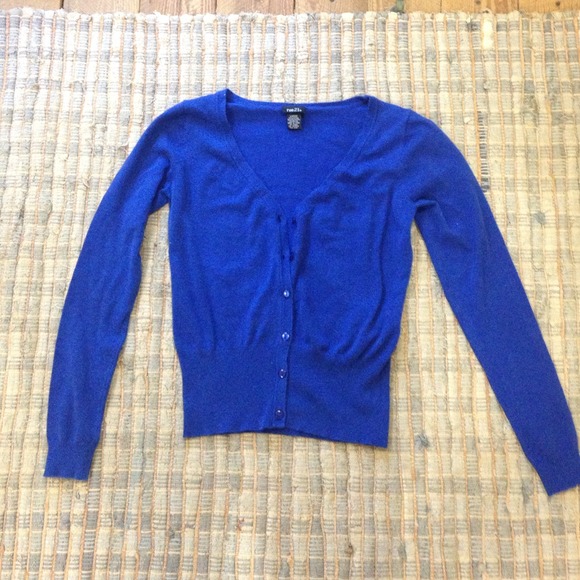 Retro royal blue cardigan sweater