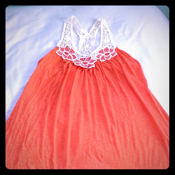 BUNDLE: Orange with lace floral tunic& grey panda