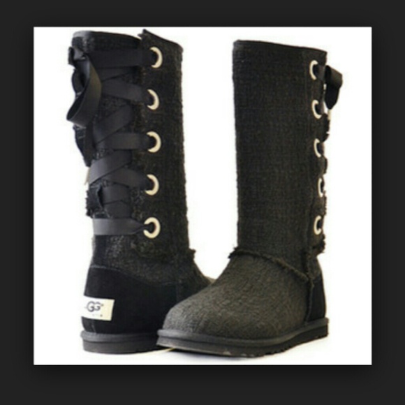 Black heirloom lace up UGG boots