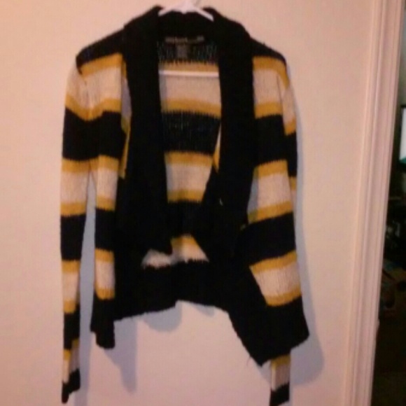 Stripe open front sweater