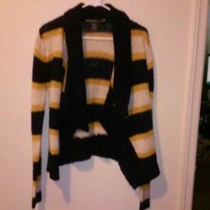 Stripe open front sweater