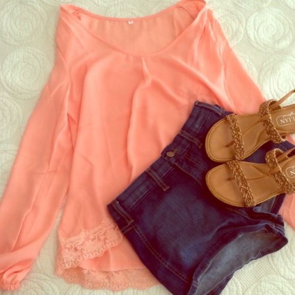 Sheer coral pink blouse