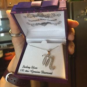 1/10 carat diamond accent M necklace