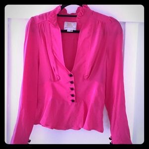 HOT PINK Silk Sara Berman Blouse (made in England)