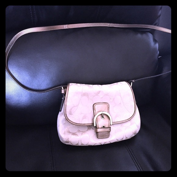 Coach Handbags - Small gold Coach crossbody bag