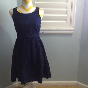 Blue eyelet dress.