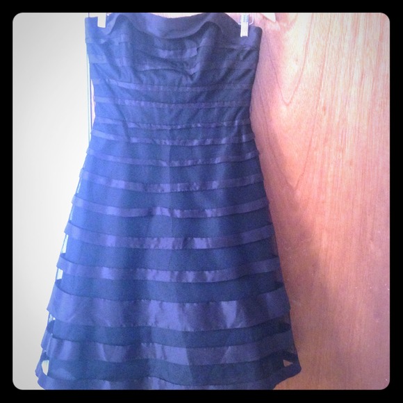 Black Striped Strapless