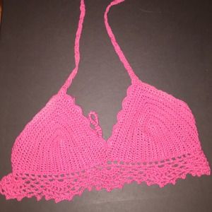 Crochet bra top in pink