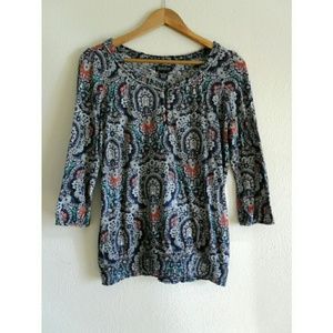*Sold* Lucky Brand Blue Paisley Peasant Top