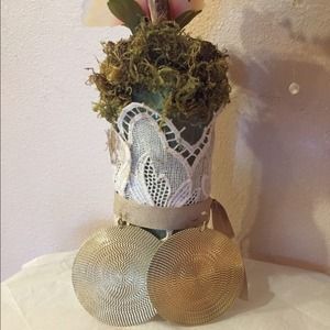 Large gold toned weave design earrings