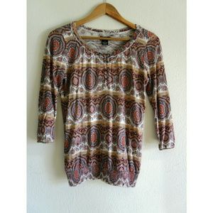 *Sold* Lucky Brand Medallion Print Peasant Top