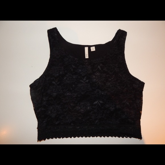 Black lace crop top
