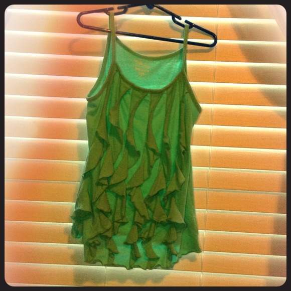Mint green ruffle tank top