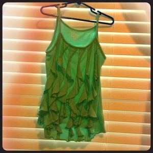 Mint green ruffle tank top