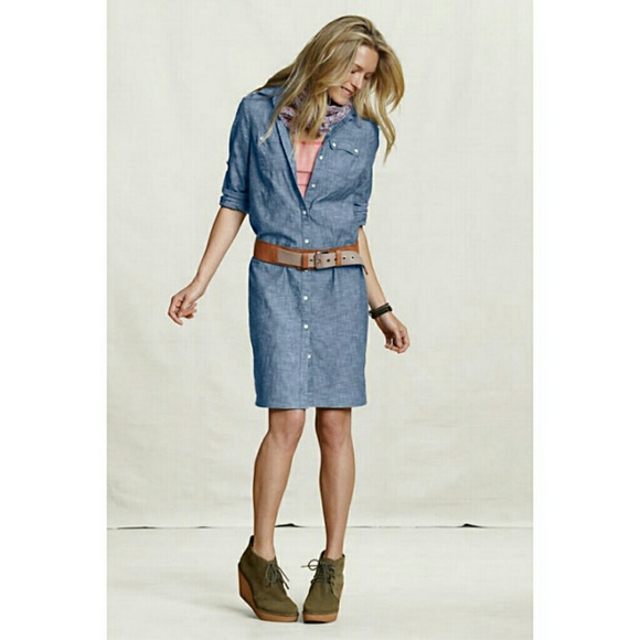 *Sold* Lands' End Chambray Military Shirtdress