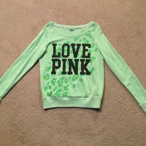Victoria's Secret, PINK. Lime Green Sweatshirt