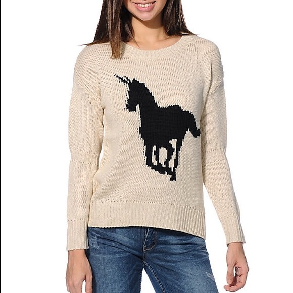 Lira Unicorn Elbowless Ivory Knit Sweater S - Picture 3 of 3