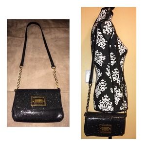 Black and Gold Glitter Crossbody Bag