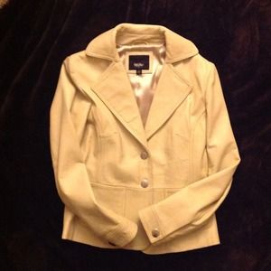 Women's Cream Leather Blazer