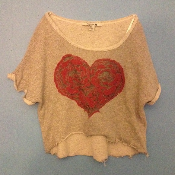 frayed gray F21 crop top