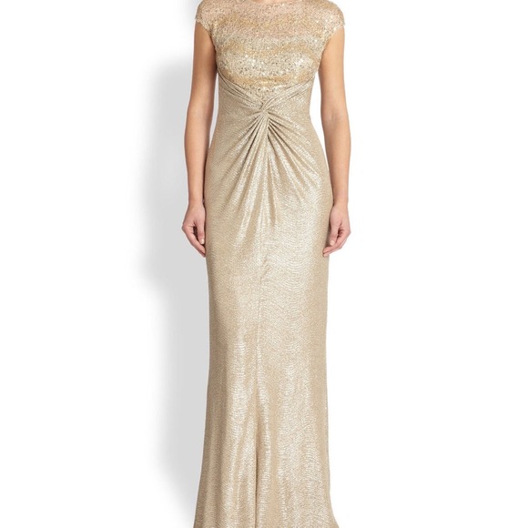 david meister gold sequin dress Maternity Dresses David Meister Gold Dress Gold Sequin Long Sleeve Wrap Maternity Maxi Dress PinkBlush