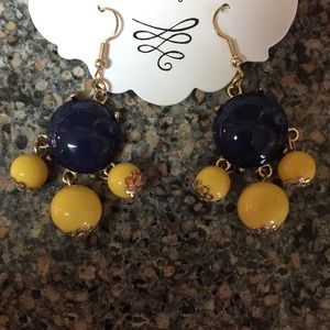 GAME DAY SALE! navy and yellow bubble earrings