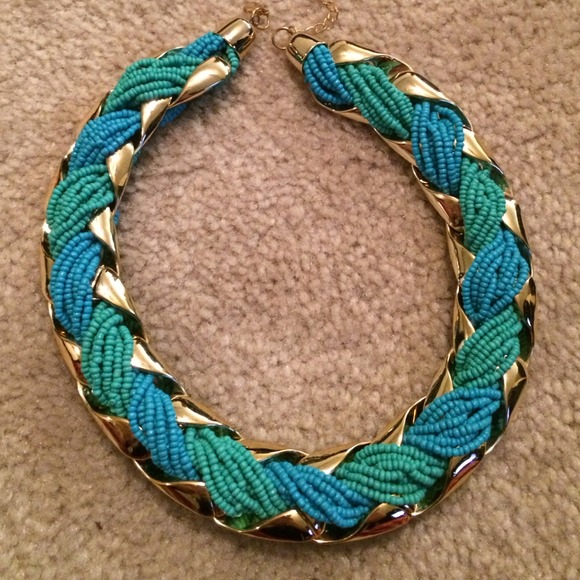 Blue and teal statement necklace