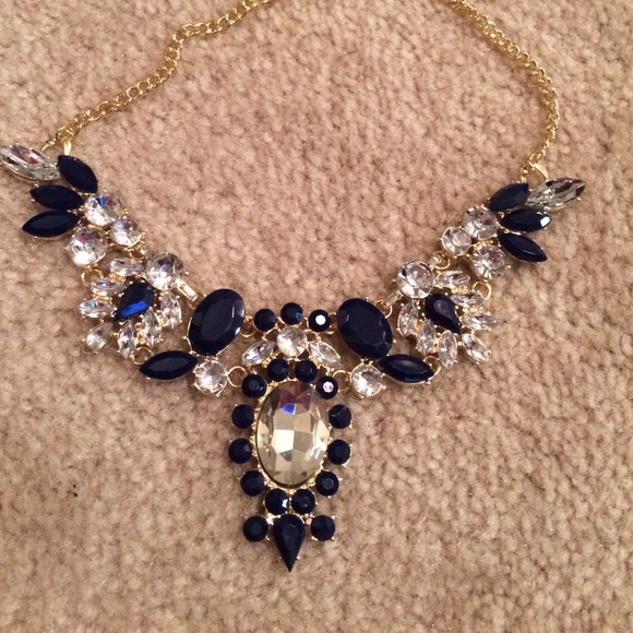 Navy Statement necklace and earring set